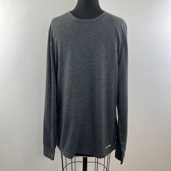 Omni Wool Mens Thermal Base Layer Top Gray Long Sleeve Crewneck Shirt Size L - Picture 2 of 11